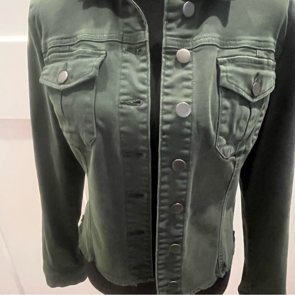 Kut from the Kloth Olive Green Button-Front Jean Jacket - Picture 7 of 10